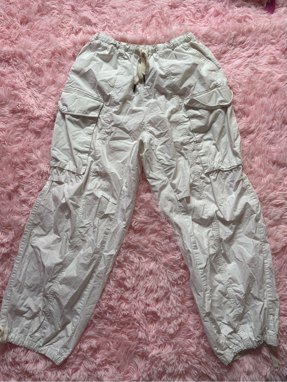 urban outfitters Lightweight white Cargo Drawstring Joggers